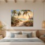 Tropischer Strandweg als Leinwand oder Poster in warmem Licht