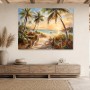 Tropischer Strandweg als Leinwand oder Poster in warmem Licht