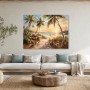 Tropischer Strandweg als Leinwand oder Poster in warmem Licht