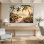 Tropischer Strandweg als Leinwand oder Poster in warmem Licht