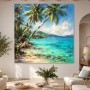 Tropische Lagune als Wandbild oder Leinwand mit Palmenufer