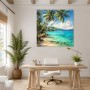 Tropische Lagune als Wandbild oder Leinwand mit Palmenufer