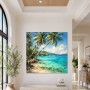 Tropische Lagune als Wandbild oder Leinwand mit Palmenufer