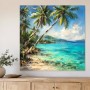 Tropische Lagune als Wandbild oder Leinwand mit Palmenufer