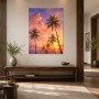 Tropischer Sonnenuntergang als Leinwand oder Poster mit Palmen