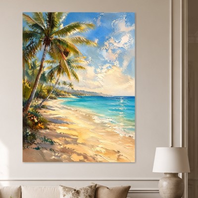 Tropischer Strand im Sonnenlicht, Leinwand oder Poster