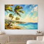 Tropische Küste als Leinwand oder Poster mit Palmenlicht