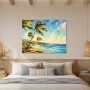Tropische Küste als Leinwand oder Poster mit Palmenlicht