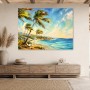 Tropische Küste als Leinwand oder Poster mit Palmenlicht