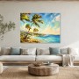 Tropische Küste als Leinwand oder Poster mit Palmenlicht