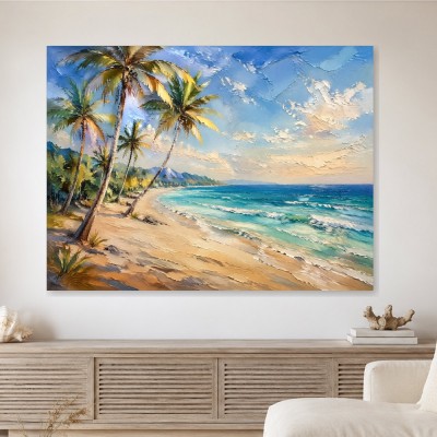 Tropischer Strand mit Palmen, Leinwand oder Poster