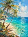 Tropische Küste mit Palmen als Wandbild oder Fine Art Print