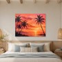 Sonnenuntergang am Meer als Leinwand oder Poster mit Palmen