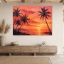 Sonnenuntergang am Meer als Leinwand oder Poster mit Palmen