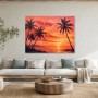 Sonnenuntergang am Meer als Leinwand oder Poster mit Palmen