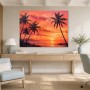 Sonnenuntergang am Meer als Leinwand oder Poster mit Palmen