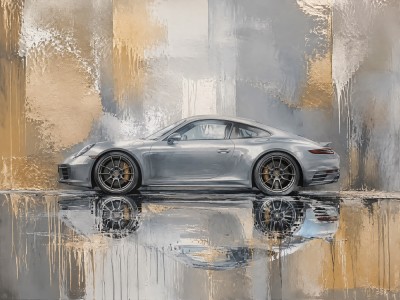 Porsche im urbanen Stil, Modernes Wandbild oder Fine Art Print