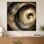 Abstraktes Wandbild oder Acrylbild mit goldener Spiralbewegung