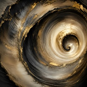 Abstraktes Wandbild oder Acrylbild mit goldener Spiralbewegung Abstraktes Wandbild oder Acrylbild mit goldener Spiralbewegung