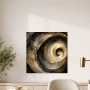 Abstraktes Wandbild oder Acrylbild mit goldener Spiralbewegung