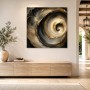 Abstraktes Wandbild oder Acrylbild mit goldener Spiralbewegung