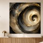 Abstraktes Wandbild oder Acrylbild mit goldener Spiralbewegung