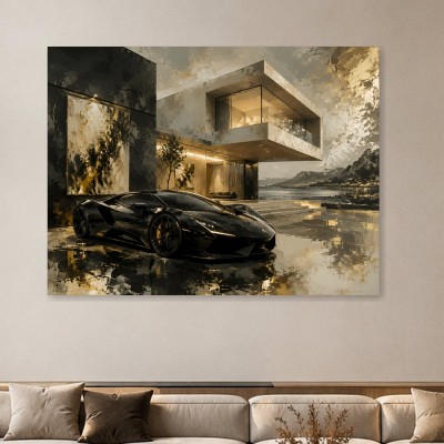 Luxuriöses Luxus Wandbild oder Acrylbild mit modernem Sportwagen