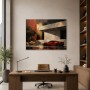Roter Sportwagen vor moderner Architektur, Acrylbild oder Leinwand