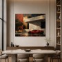Roter Sportwagen vor moderner Architektur, Acrylbild oder Leinwand