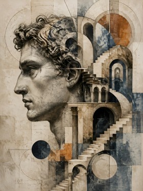 Antikes Profil und Architektur als Wandbild oder Fine Art Print