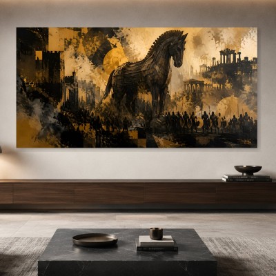 Antikes Epos als Wandbild oder Fine Art Print in Gold und Schwarz