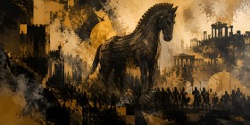 Antikes Epos als Wandbild oder Fine Art Print in Gold und Schwarz Antikes Epos als Wandbild oder Fine Art Print in Gold und Schwarz