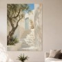 Mediterrane Treppe mit blauem Tor, Leinwand oder Poster