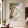 Mediterrane Treppe mit blauem Tor, Leinwand oder Poster