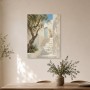 Mediterrane Treppe mit blauem Tor, Leinwand oder Poster