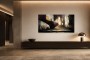 Abstraktes Wandbild oder Gallery Print mit goldenen Treppen und Licht