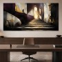 Abstraktes Wandbild oder Gallery Print mit goldenen Treppen und Licht