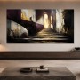 Abstraktes Wandbild oder Gallery Print mit goldenen Treppen und Licht