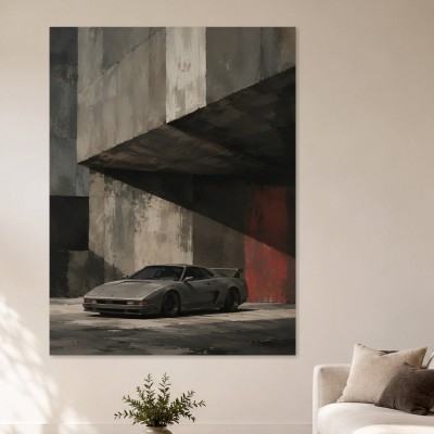 Sportwagen vor urbaner Wand, Modernes Wandbild oder Poster