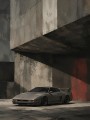 Sportwagen vor urbaner Wand, Modernes Wandbild oder Poster