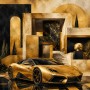 Goldener Supersportwagen als Luxus Wandbild oder Fine Art Print