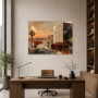 Roter Sportwagen im Sonnenuntergang, Modernes Wandbild oder Fine Art Print