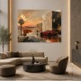 Roter Sportwagen im Sonnenuntergang, Modernes Wandbild oder Fine Art Print