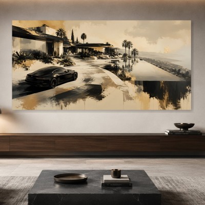 Luxus Wandvilla am Meer als Acrylbild oder Fine Art Print