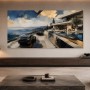 Luxuriöse Küstenvilla als Leinwand oder Poster mit moderner Weite