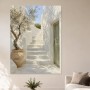 Mediterrane Treppe mit Olivenbaum, Leinwand oder Kunstdruck