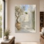 Mediterrane Treppe mit Olivenbaum, Leinwand oder Kunstdruck