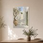 Mediterrane Treppe mit Olivenbaum, Leinwand oder Kunstdruck