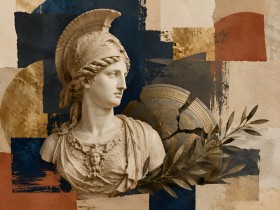 Antike Büste auf Collage, Kunstdruck oder Gallery Print