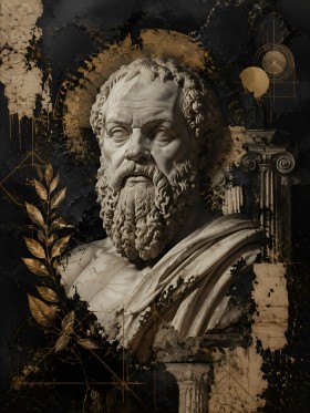 Antikes Porträt als Wandbild oder Fine Art Print in Gold und Schwarz
